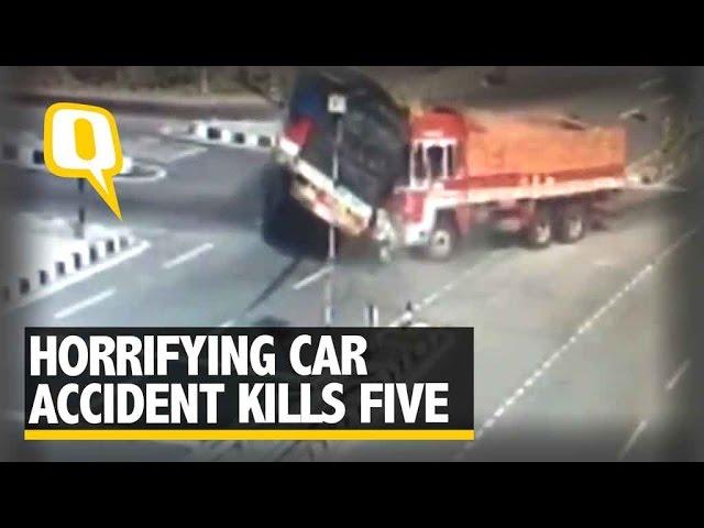 The Quint: Caught On Camera: Car Crushed Between Two Trucks, 5 dead