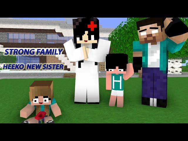 Monster School: Heeko new sister "Haiko" - Strong Family Herobrine- Funny Minecraft Animation