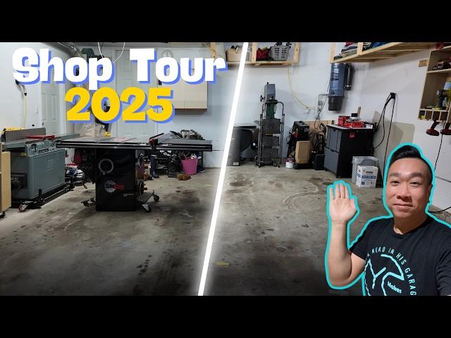 You won't believe this transforming garage woodshop I Shop Tour 2025