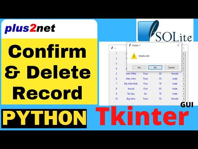 Tkinter show records with delete button and remove the row on user confirmation through message box