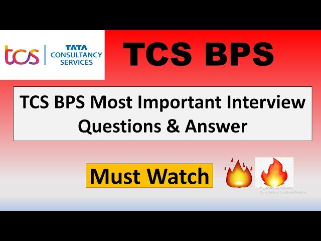 TCS BPS Most Important Interview Questions & Answers for fresher | Smart Hiring Interview Questions