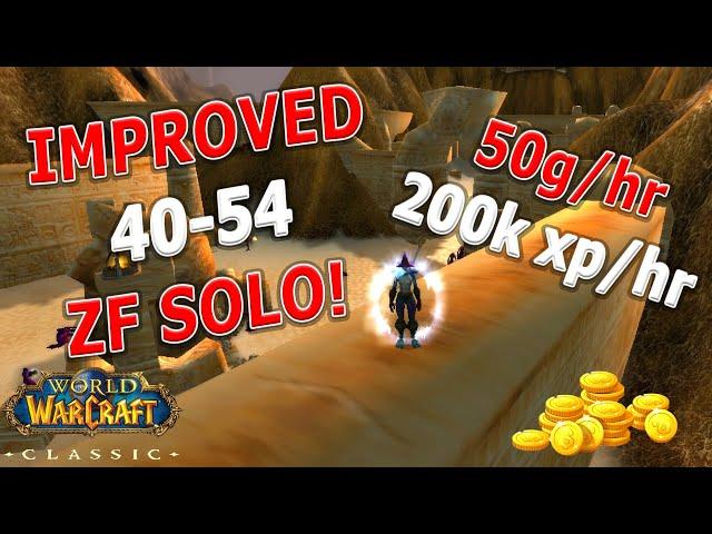 WoW Classic - IMPROVED 40-54 Mage 1 Pull ZF GY Solo! 200k xp/hr | 50g/hr!