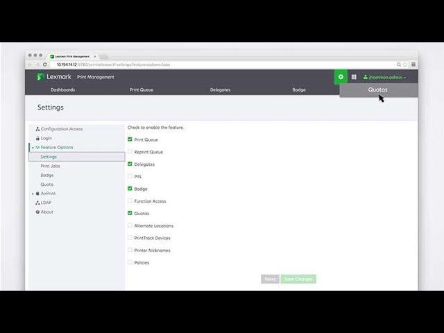 Lexmark Print Management—Document Accounting using the server web portal