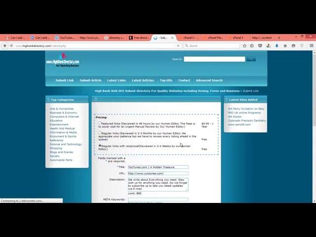 SEO Tutorial - reciprocal Link Directory Submission