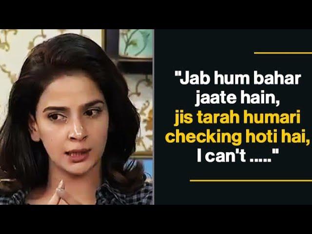 Pakistani actress Saba Qamar cries on television for the checking on Airport