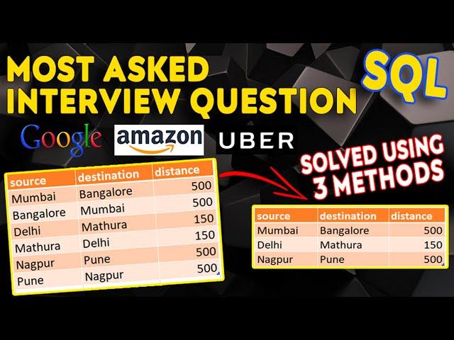 Most Asked SQL Interview Question - Solved Using 3 Methods