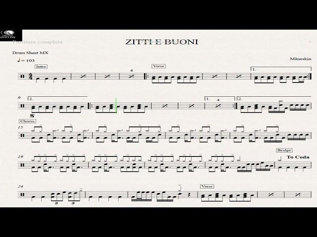 ZITTI E BUONI - Maneskin - Drum Sheet Demo