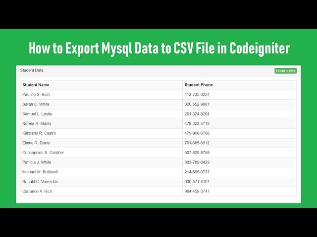 How to Export Mysql Data to CSV File in Codeigniter