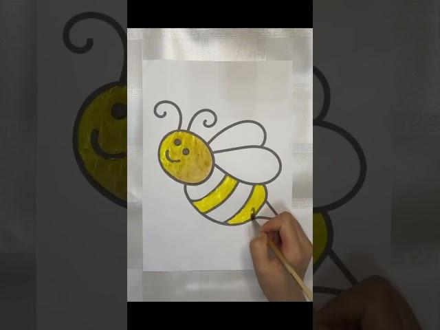 Happy Bee#bee #drawing #painting #paper #coloring #kidsart #design #paintbrush