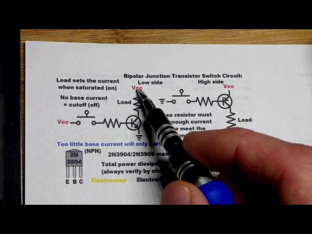 BJT High Side PNP Switch Versus Low NPN Bipolar Junction Transistors Explained By Electronzap