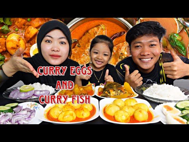 STYLE INDIAN‼️EATING RICE with CURRY EGGS and CURRY FISH SO YUMMY‼️#eatingshow #viral #spicy