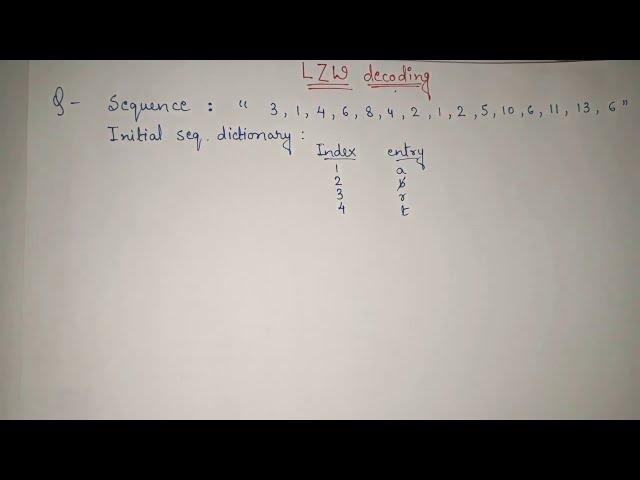 18. LZW DECODING example: Dictionary Coding in Data Compression | LZW coding in image processing