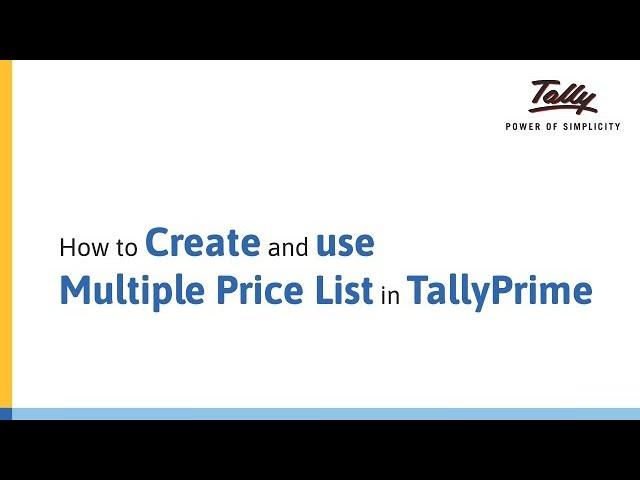 How to Create and Use Multiple Price List in TallyPrime | Tally Learning Hub