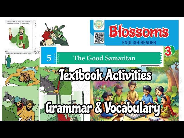 The Good Samaritan 3rd Class English Textbook Grammar and vocabulary Activities explained in Telugu