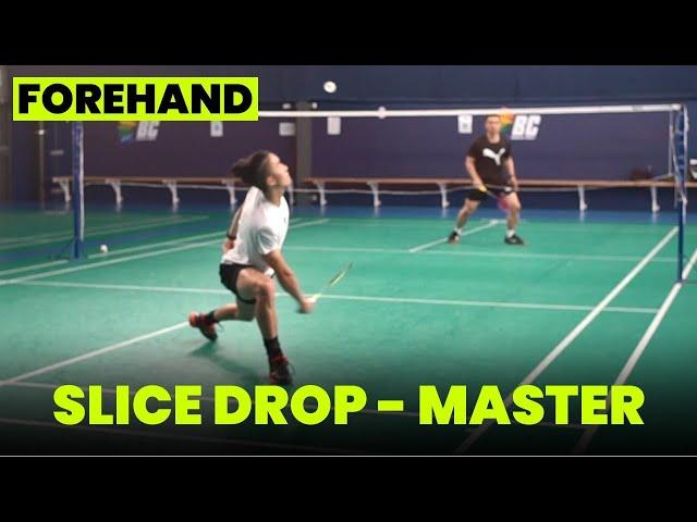 Badminton forehand slice drop technique