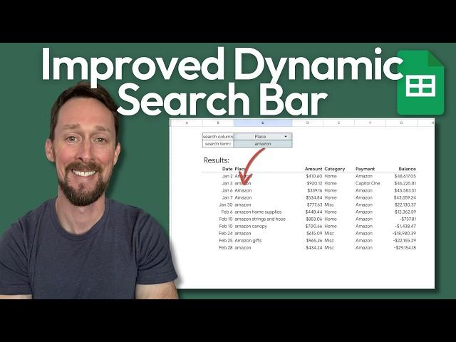 Google Sheets and Excel - A Better Dynamic Search Bar