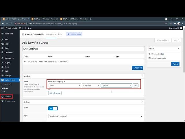 How to Create Options Page in WordPress Using Free ACF Advanced Custom Fields Plugins?