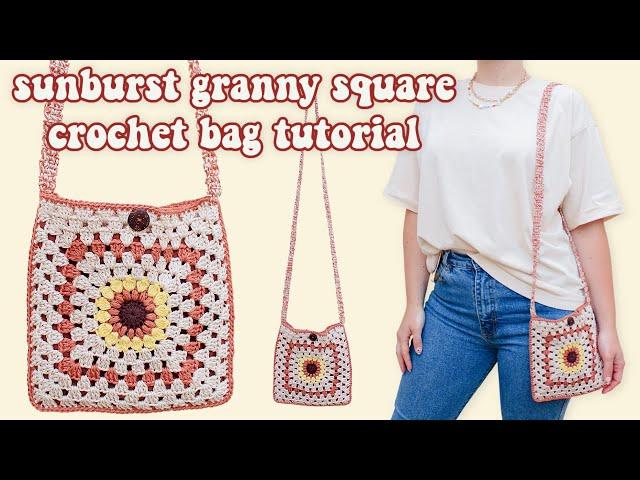 Easy 2 squares crochet bag! | Crochet Bag Tutorial | Brunaticality Crochet Bag