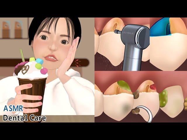 ASMR sensitive teeth treatment dental care animation 시려운 치아 치료하기 애니메이션