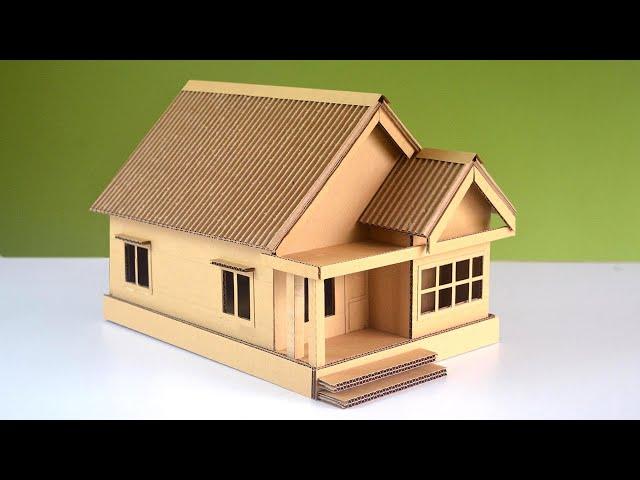 DIY ! How to Make a Beautiful Cardboard House Very Easily ( measurements given)