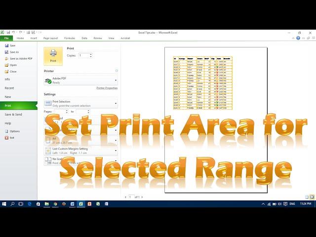 Set/Clear Print Area for Selected Range - Excel