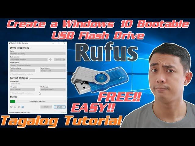 Create a Bootable Windows 10  Installation Media using Rufus | USB Tagalog Tutorial