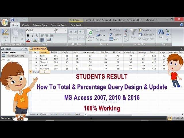 How to Total & Percentage | Query Design & Update | MS Access 2007 | 100% Working