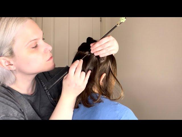 ASMR: A Real Person Mom & Daughter Scalp Check & Scalp Massage