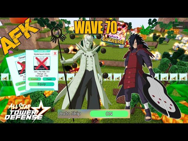 AFK LAZY BUFF! Obito in Extreme Infinite wave70 Auto skip โอบิโตะ ฟาร์มตัวexp All Star Tower Defense