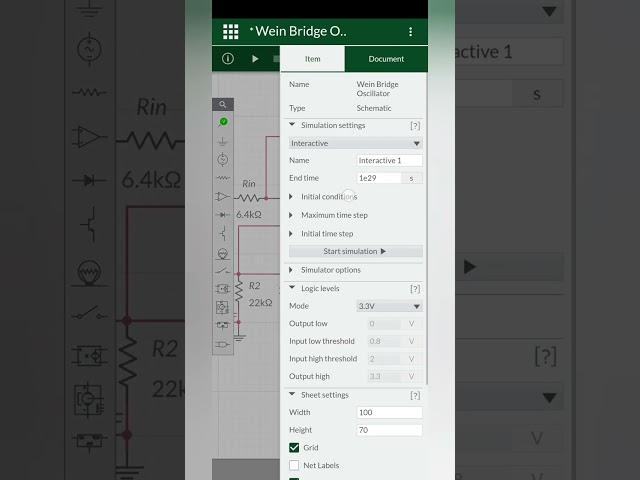 Wein Bridge Oscillator Multisim Live Simulation Without Amplitude Control