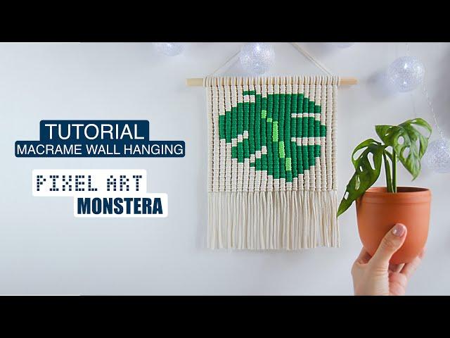 Pixel art Macrame Monstera / Tutorial Macrame Wall Hanging / Макраме Картина