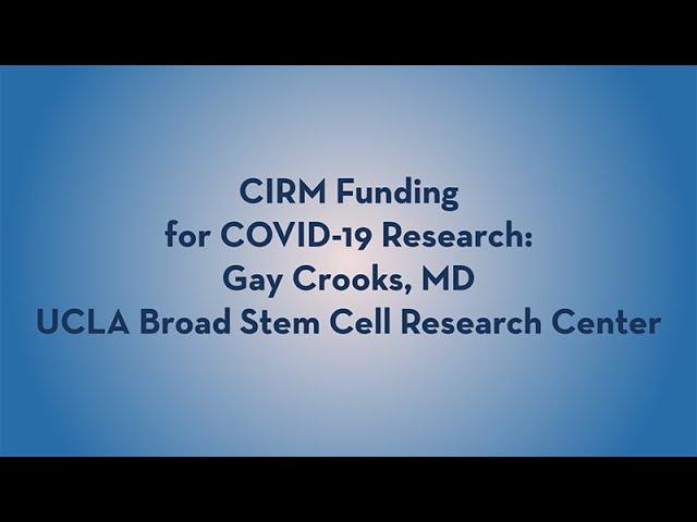 CIRM-Funded COVID-19 Research - Gay Crooks - UCLA Broad Stem Cell Research Center