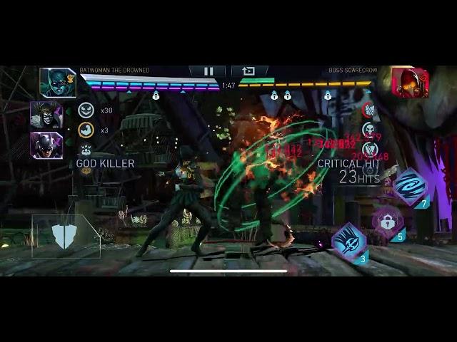 BOSS SCARECROW SUCCUMBS TO BATWOMAN THE DROWNED. REALM KLASH HEROIC 6 TIER 5.