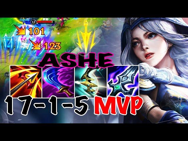 WILD RIFT ASHE ADC GAMEPLAY | 17 -1 -5 MVP | ASHE BUILD RUNES