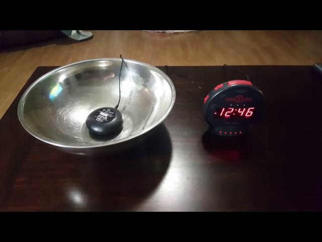 Sonic Bomb alarm clock with bed shaker I a tin bowl.. super loud!!