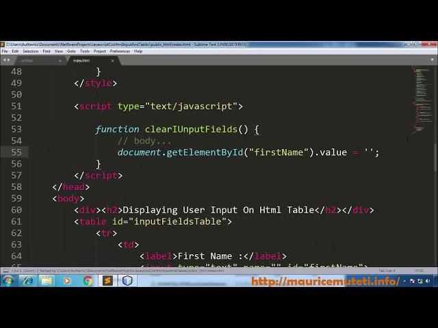 4. JAVASCRIPT CSS HTML TUTORIAL - How To Clear Or Reset All Input Fields