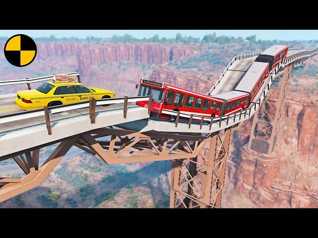 Cars vs Collapsing Bridge Accidents  BeamNG.Drive