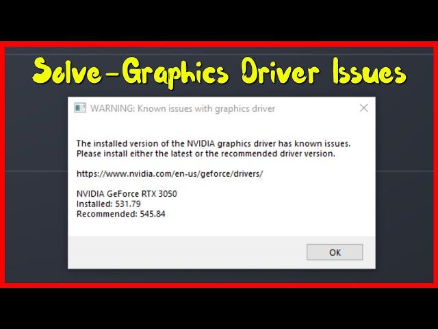 Fix Warning Known Issues With Graphics Driver NVIDIA/AMD Windows PC