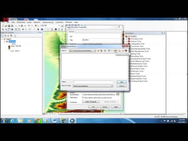 ArcMap10 default geodatabase