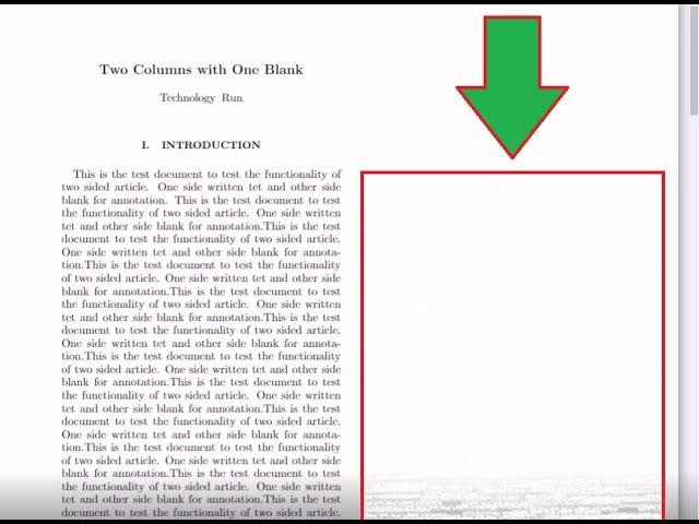 How to create a two column document with one column blank in LaTex