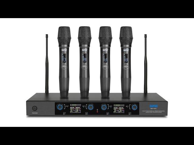 SGPRO SG-400 Quad CHs Wireless Microphone System Channel Selection