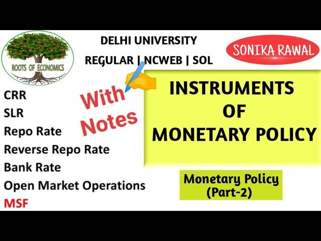 Instruments of Monetary Policy | CRR | SLR | Repo Rate | MSF | Reverse Repo Rate | OMO | MSF