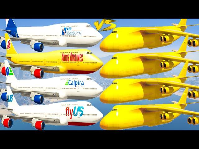 GTA V: Yellow Cargo Plane VS Every Jet Airplanes Best Extreme Longer Crash and Fail Compilation