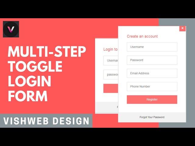 Multi-Step Toggle Login Form Using HTML CSS & Jquery | Vishweb Design