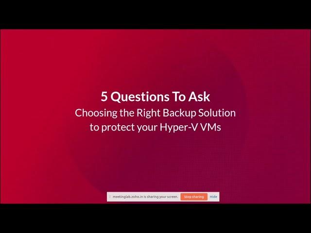 Vembu BDR Suite Webinar on Best Practices & Considerations for Microsoft Hyper-V Backup & Recovery