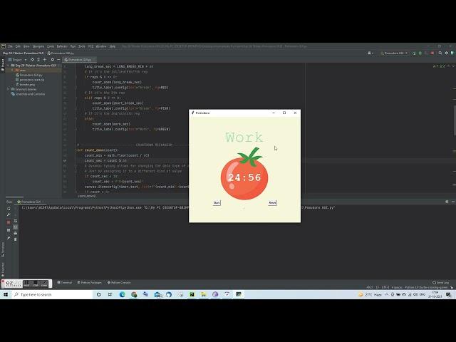 Creating a Pomodoro GUI using Tkinter in Python