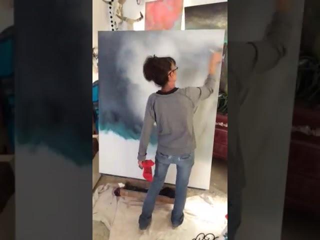 Soft abstract painting with acrylic/how to blend paint with glazing liquid/time lapse demo