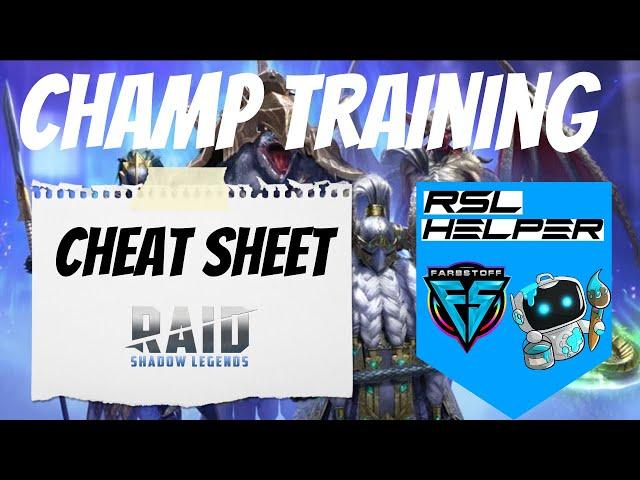 Champ Training Cheat Sheet!  Raid: Shadow Legends