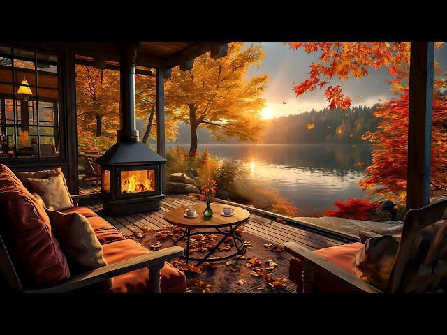 Cozy Fall Coffee Shop Ambience ~ Jazz Relaxing Music  Smooth Piano Jazz Instrumental Music to Work