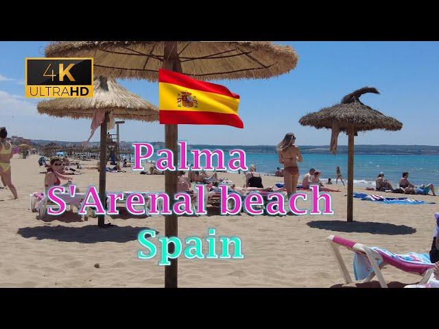 Palma de Mallorca S'Arenal Beach Walk in Summer 2022